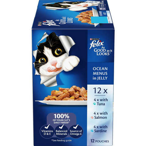 Felix As Good As It Looks Ocean Menus In Jelly Wet Cat Food 85g X12 Pack