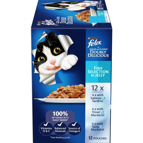 Felix Doubly Delicious Fish Selection Cat Food 85g X 12 Pack