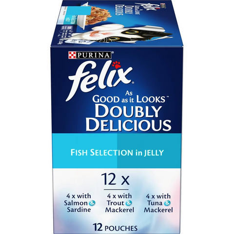 Felix Doubly Delicious Fish Selection Cat Food 85g X 12 Pack