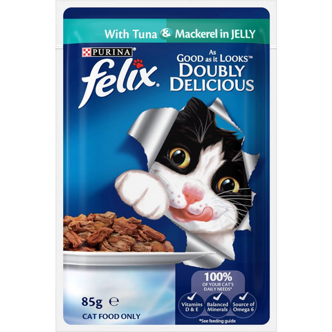 Felix Doubly Delicious Fish Selection Cat Food 85g X 12 Pack