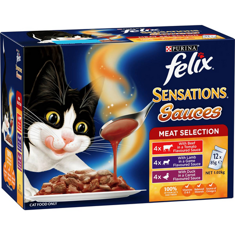 Felix Adult Sensations Sauces Meat Selection Wet Cat Food 85g