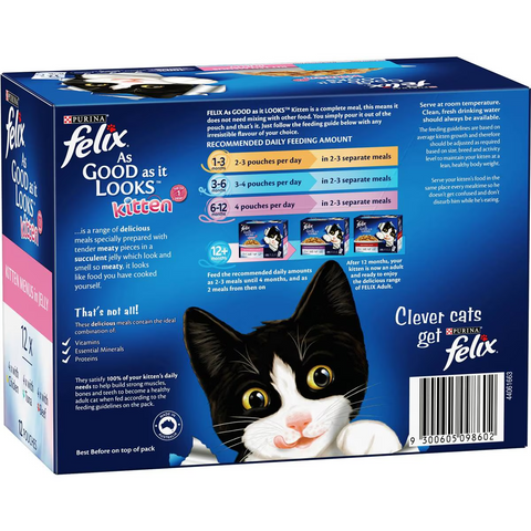 Felix As Good As It Looks Kitten Menus Jelly Wet Cat Food 85g X12 Pack