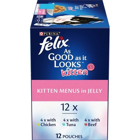 Felix As Good As It Looks Kitten Menus Jelly Wet Cat Food 85g X12 Pack