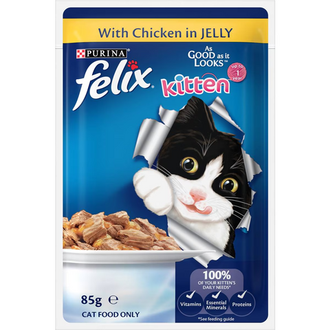 Felix As Good As It Looks Kitten Menus Jelly Wet Cat Food 85g X12 Pack