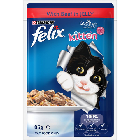 Felix As Good As It Looks Kitten Menus Jelly Wet Cat Food 85g X12 Pack