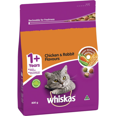 Whiskas Chicken & Rabbit Adult Dry Cat Food 800g