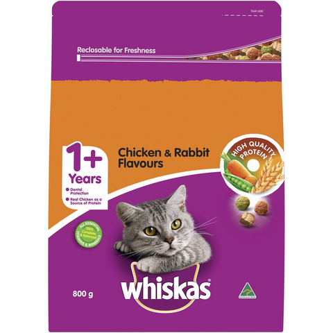 Whiskas Chicken & Rabbit Adult Dry Cat Food 800g