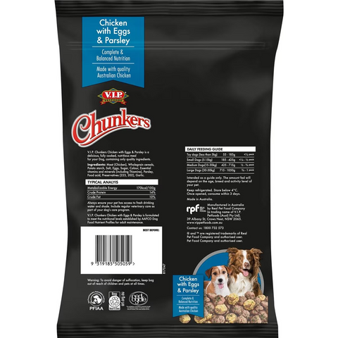 V.i.p. Chunkers Adult Chilled Fresh Dog Food Chicken&egg Meatballs 1kg