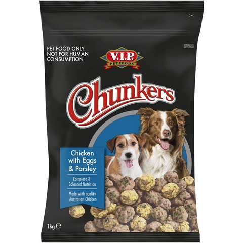 V.i.p. Chunkers Adult Chilled Fresh Dog Food Chicken&egg Meatballs 1kg