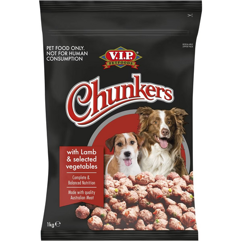 V.i.p. Chunkers Adult Chilled Fresh Dog Food Lamb & Veges Meatball 1kg