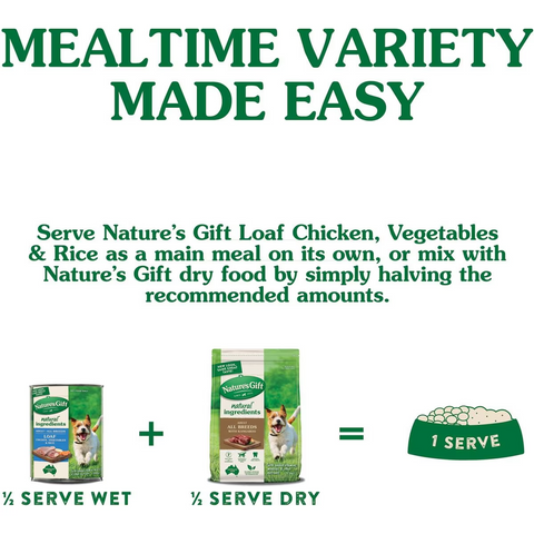 Nature's Gift Adult Wet Dog Food Loaf Chicken Vegetables & Rice 700g