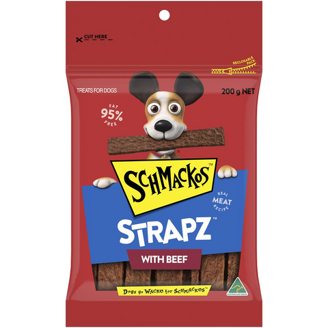 Schmackos Strapz Beef Dog Treats 200g