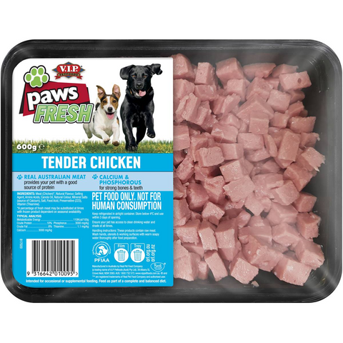 Paws Fresh Adult Chilled Fresh Dog Food Diced Tender Chicken 600g