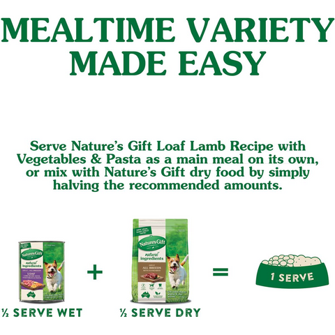 Nature's Gift Adult Wet Dog Food Loaf Lamb Recipe With Vegetables & Pasta 700g