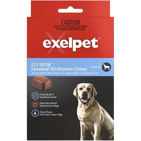 Exelpet Ezy-dose Dog Treatment Intestinal All Wormer 4 Pack