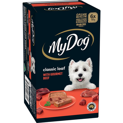 My Dog Gourmet Beef Loaf Classics Wet Dog Food Trays 100g X6 Pack