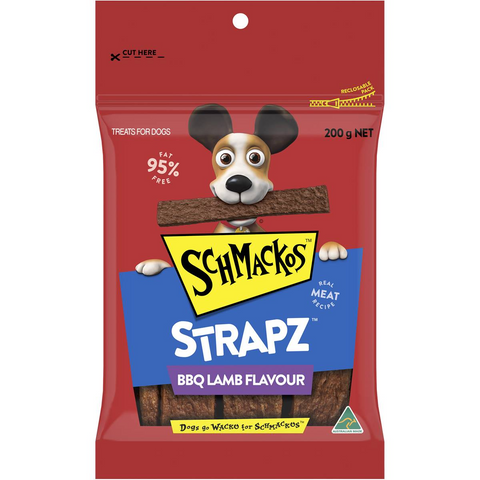 Schmackos Strapz Bbq Lamb Flavour Dog Treat 200g