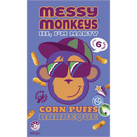 Messy Monkeys Corn Puffs Barbeque 102g