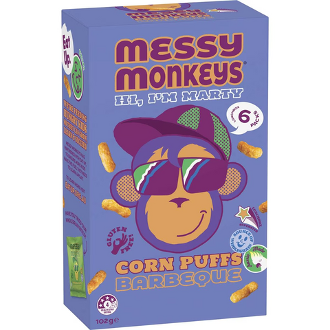 Messy Monkeys Corn Puffs Barbeque 102g