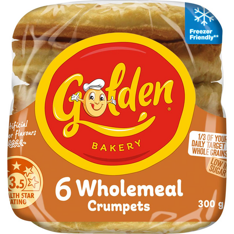 Golden Crumpets Round Wholemeal 6 Pack