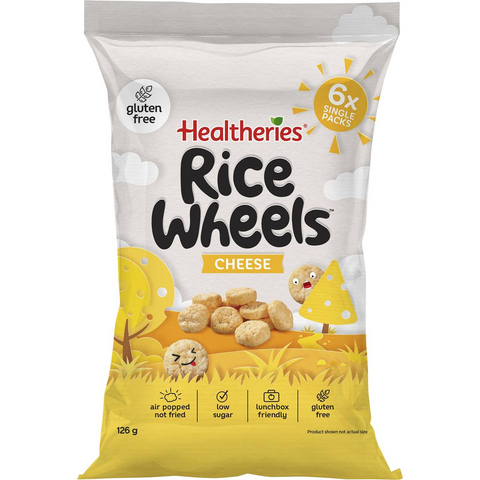 Healtheries Rice Wheels Cheese Multipack Gluten Free Lunchbox Snacks 21g X 6 Pack