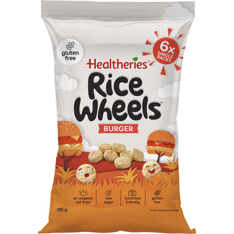 Healtheries Rice Wheels Burger Multipack Gluten Free Lunchbox Snacks 21g X 6 Pack