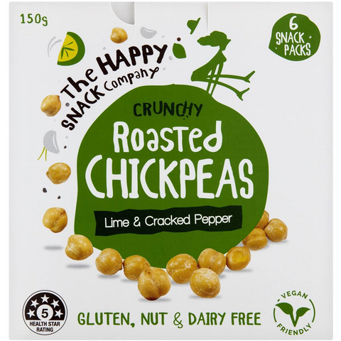 The Happy Snack Company Roasted Chickpeas Lime And Cracked Pepper 6 Pack