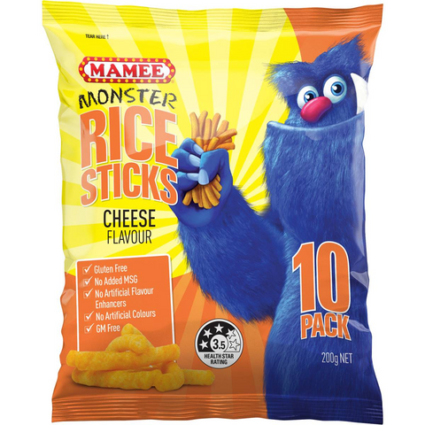 Mamee Rice Snacks Sticks Cheese Flavour 200g