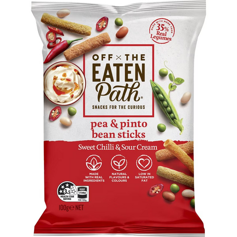 Off The Eaten Path Veggie Chips Pea & Pinto Bean Sticks Sweet Chilli Sour