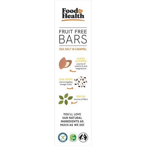 Food For Health Fruit Free Bars With Sea Salt & Caramel 6 Pack