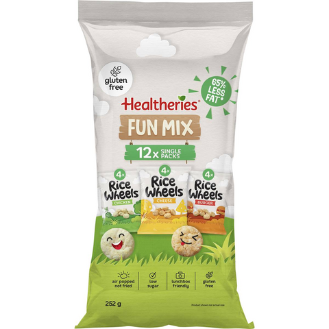 Healtheries Rice Wheels Fun Mix Multipack Gluten Free Lunchbox Snacks 21g X 12 Pack