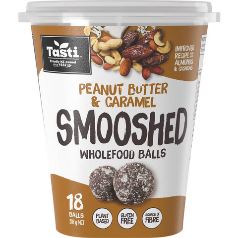 Tasti Smooshed Wholefood Balls Peanut Butter & Caramel 207g