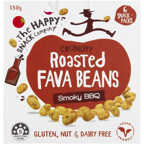 The Happy Snack Company Roasted Fava Beans Smoky Bbq 6 Pack