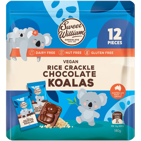 Sweet William Rice Crackle Chocolate Koalas 12 Pack