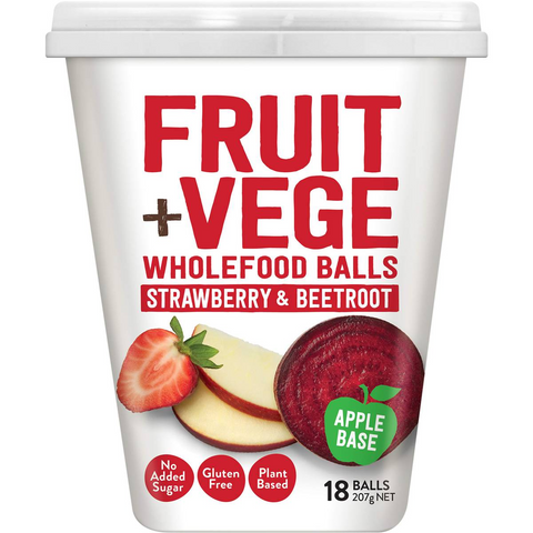 Tasti Fruit + Vege Wholefood Balls Strawberry & Beetroot 18 Pack