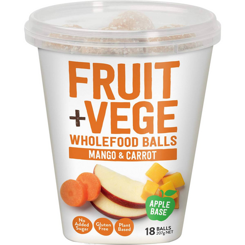 Tasti Fruit + Vege Wholefood Balls Mango & Carrot 18 Pack