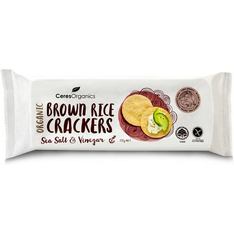 Ceres Organics Brown Rice Crackers Salt & Vinegar 115g