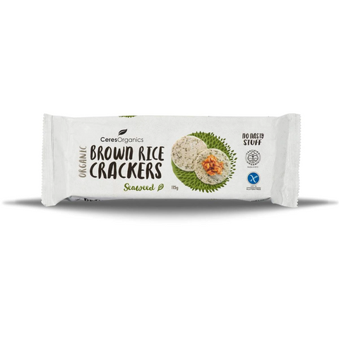 Ceres Organics Brown Rice Crackers Seaweed 115g