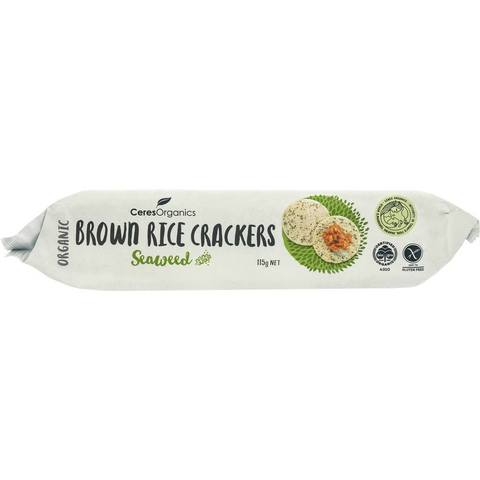 Ceres Organics Brown Rice Crackers Seaweed 115g