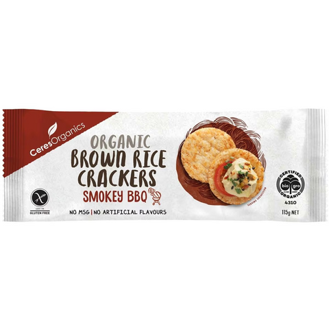 Ceres Organics Organic Brown Rice Crackers Smokey Bbq 115g