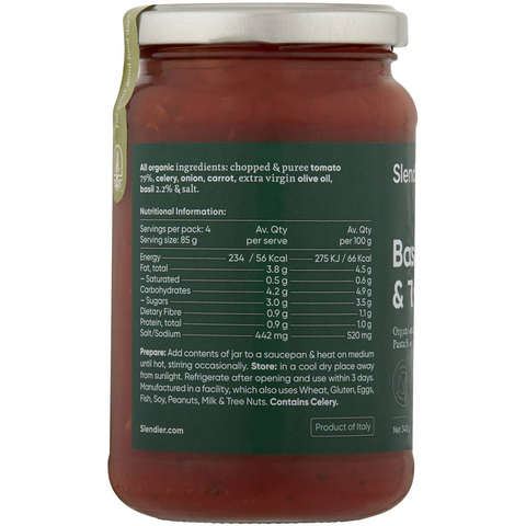 Slendier Basil & Tomato Pasta Sauce 340g