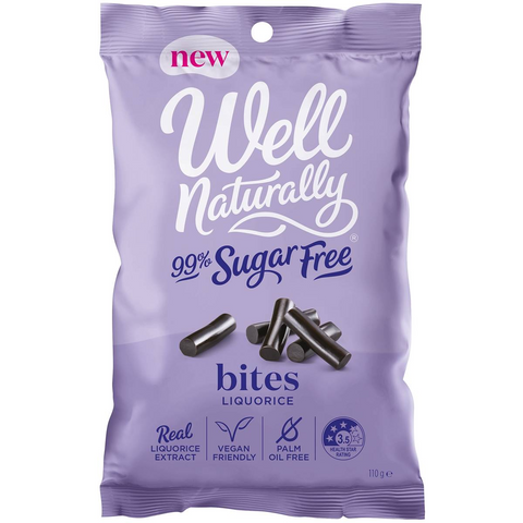 Well Naturally 99% Sugar Free Bites Liquorice 110g