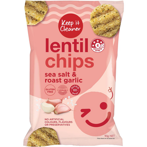 Keep It Cleaner Lentil Chips Sea Salt Roast Garlic Vegan 90g