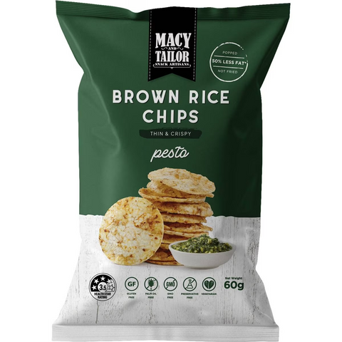 Macy And Tailor Brown Rice Chips Pesto 60g