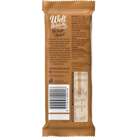 Well Naturally No Sugar Added Chocolate Hazelnut 90g