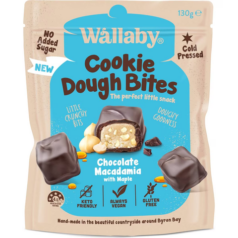 Wallaby Cookie Dough Bites Chocolate Macadamia With Maple 130g