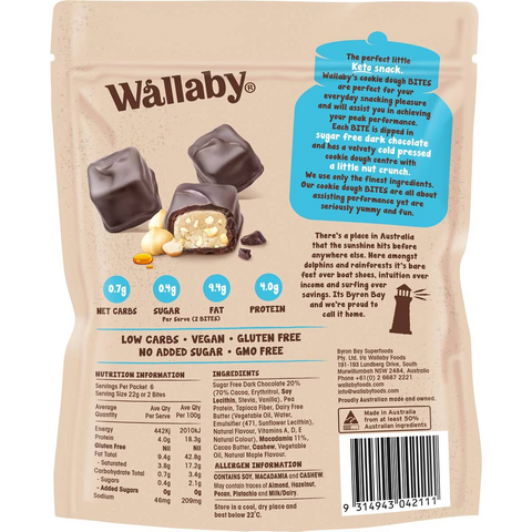 Wallaby Cookie Dough Bites Chocolate Macadamia With Maple 130g