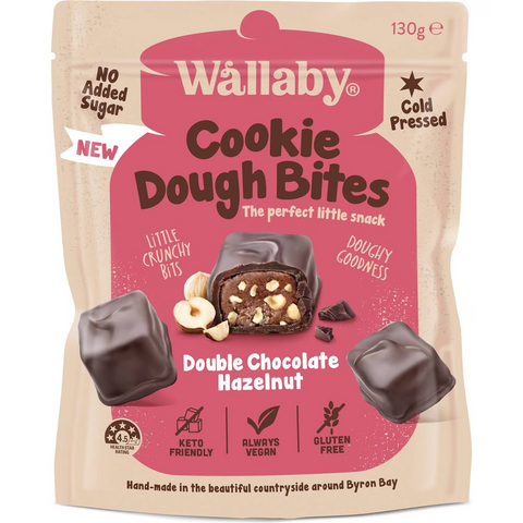 Wallaby Cookie Dough Bites Double Chocolate Hazelnut 130g