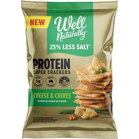 Well Naturally Protein Super Crackers Cheese & Chives 90g