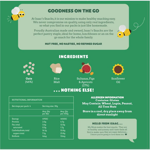 Isaac's Snacks Fruit & Oat Muesli Bars 120g